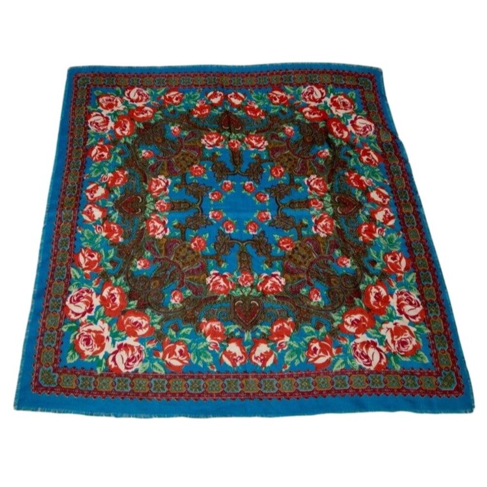 Vintage European Wrap Style Floral Scarf Made in Japan